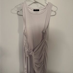 White Sleeveless Ruched Dress